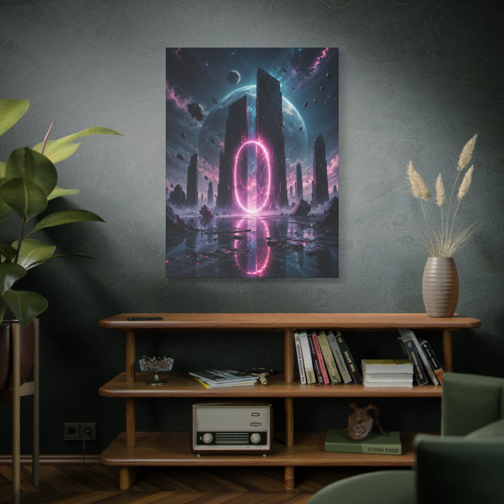 Neon Portal Canvas | GLITCHED Cyberpunk Sci-Fi Wall Art