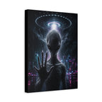 Alien Visitor Canvas | GLITCHED First Contact UFO Wall Art