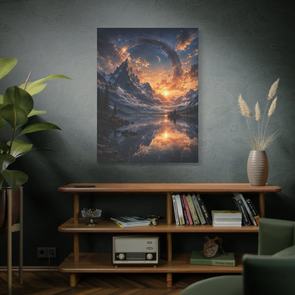 Cosmic Mountain Canvas | GLITCHED Celestial Fantasy Wall Art