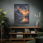 Cosmic Mountain Canvas | GLITCHED Celestial Fantasy Wall Art