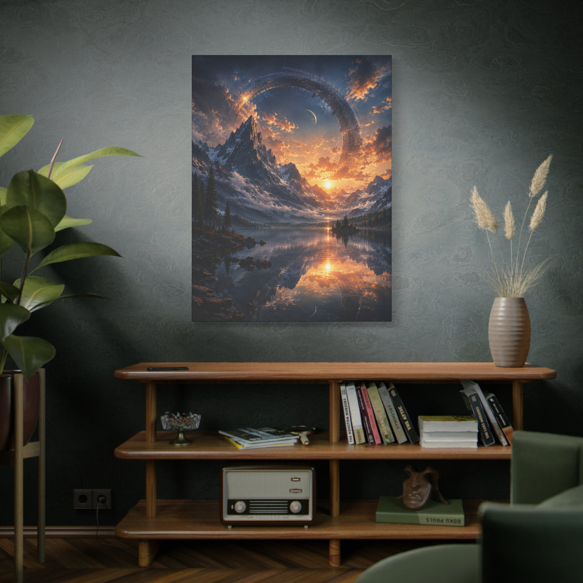 Cosmic Mountain Canvas | GLITCHED Celestial Fantasy Wall Art