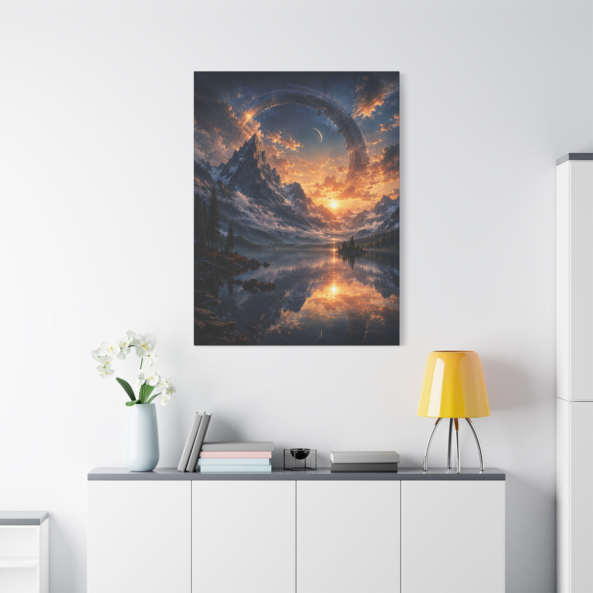 Cosmic Mountain Canvas | GLITCHED Celestial Fantasy Wall Art