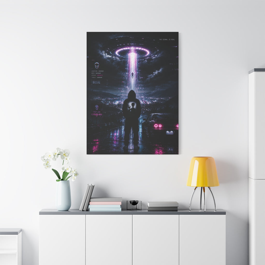 UFO Signal Canvas | GLITCHED Alien Abduction Wall Art