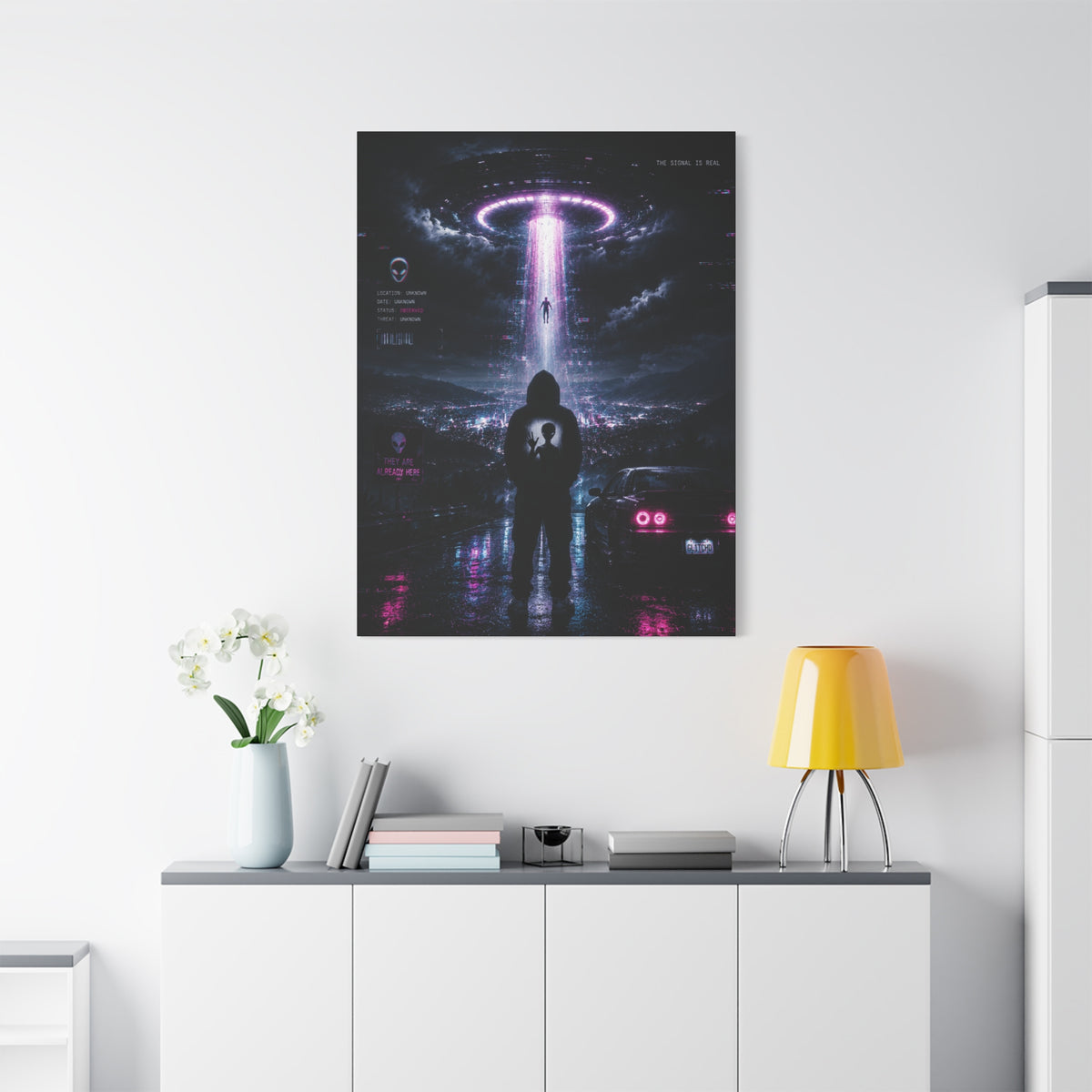 UFO Signal Canvas | GLITCHED Alien Abduction Wall Art