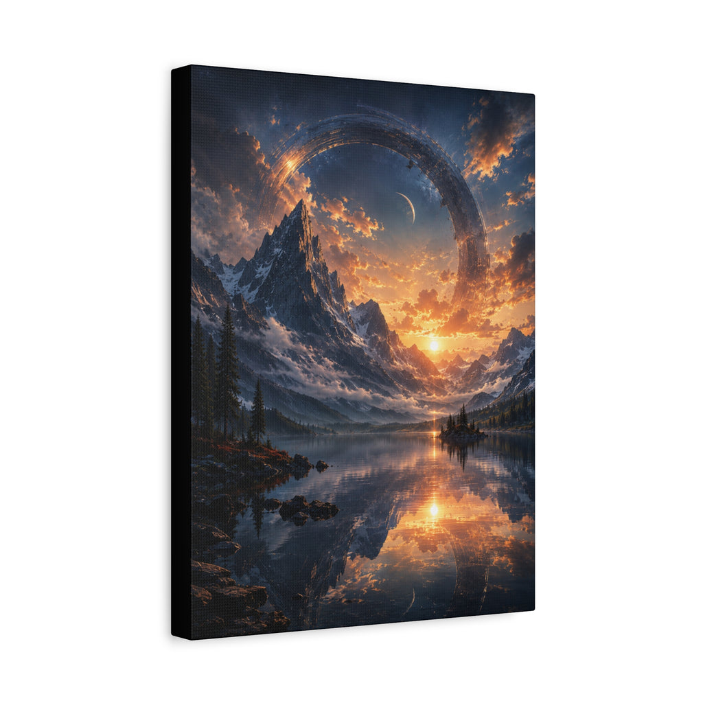 Cosmic Mountain Canvas | GLITCHED Celestial Fantasy Wall Art