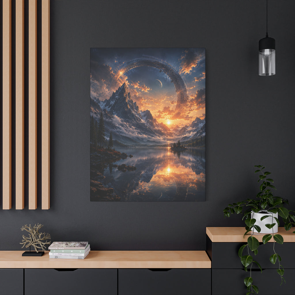 Cosmic Mountain Canvas | GLITCHED Celestial Fantasy Wall Art