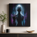 Alien Encounter Canvas | GLITCHED Dark First Contact Wall Art