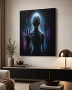 Alien Encounter Canvas | GLITCHED Dark First Contact Wall Art