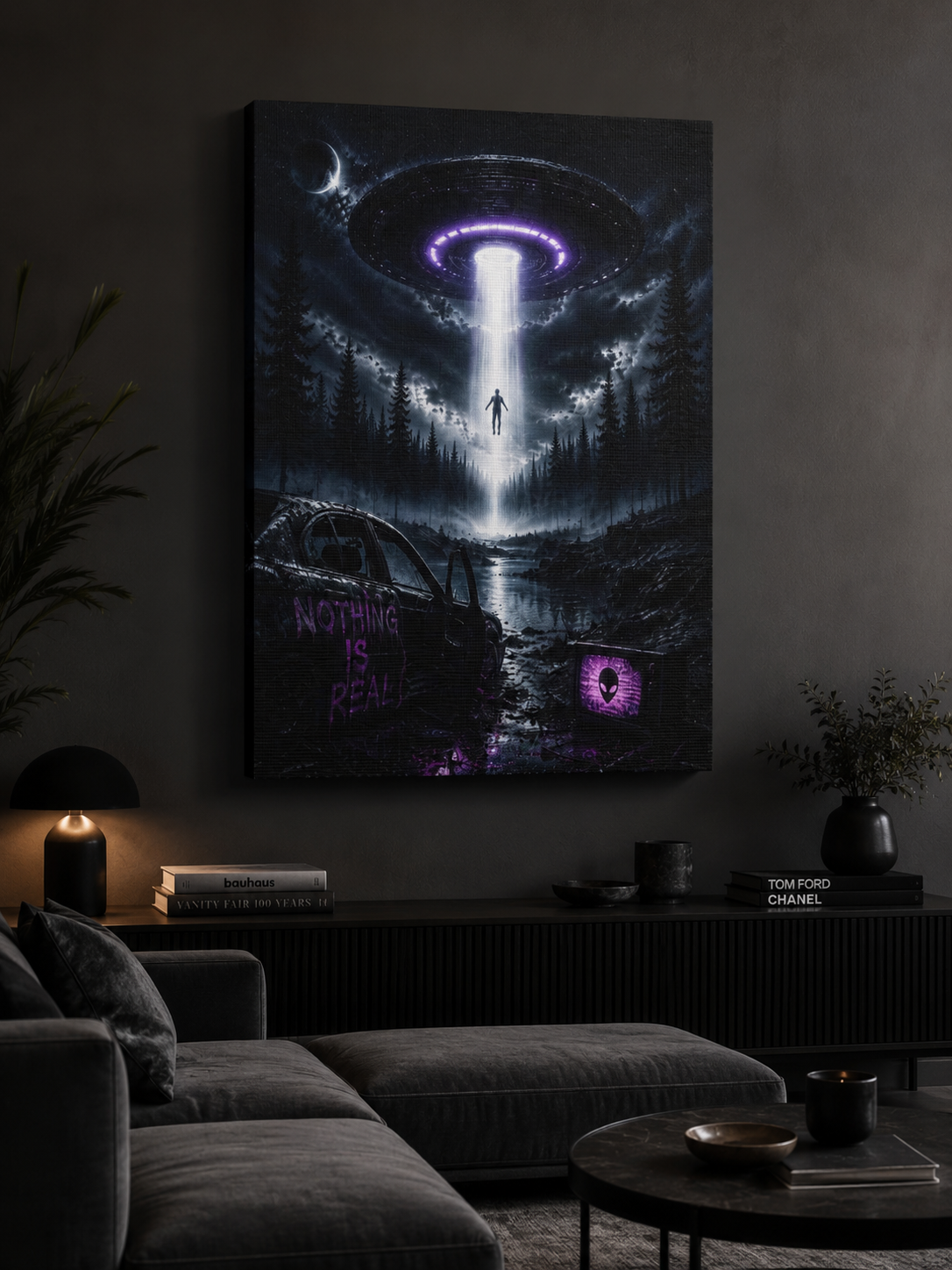 Nothing Is Real Canvas | GLITCHED UFO Abduction Wall Art