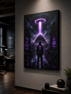 They Are Already Here Canvas | GLITCHED UFO Pyramid Wall Art