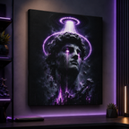 Glitched Statue cyberpunk sci-fi canvas wall art, GLITCHED
