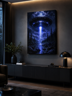 UFO Abduction Canvas | GLITCHED Alien Forest Wall Art