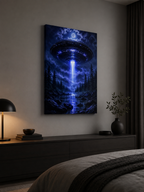 UFO Abduction Canvas | GLITCHED Alien Forest Wall Art