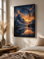 Cosmic Mountain Canvas | GLITCHED Celestial Fantasy Wall Art