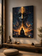 Awakened Signal alien spiritual canvas wall art, GLITCHED