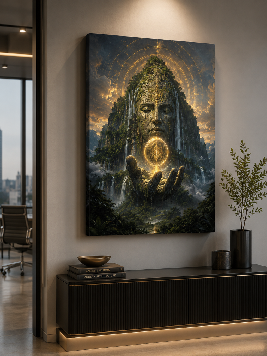 Ancient Guardian mystical fantasy canvas wall art, GLITCHED