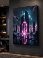 Neon Portal Canvas | GLITCHED Cyberpunk Sci-Fi Wall Art