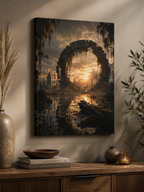 Ancient Portal dark fantasy canvas wall art, GLITCHED
