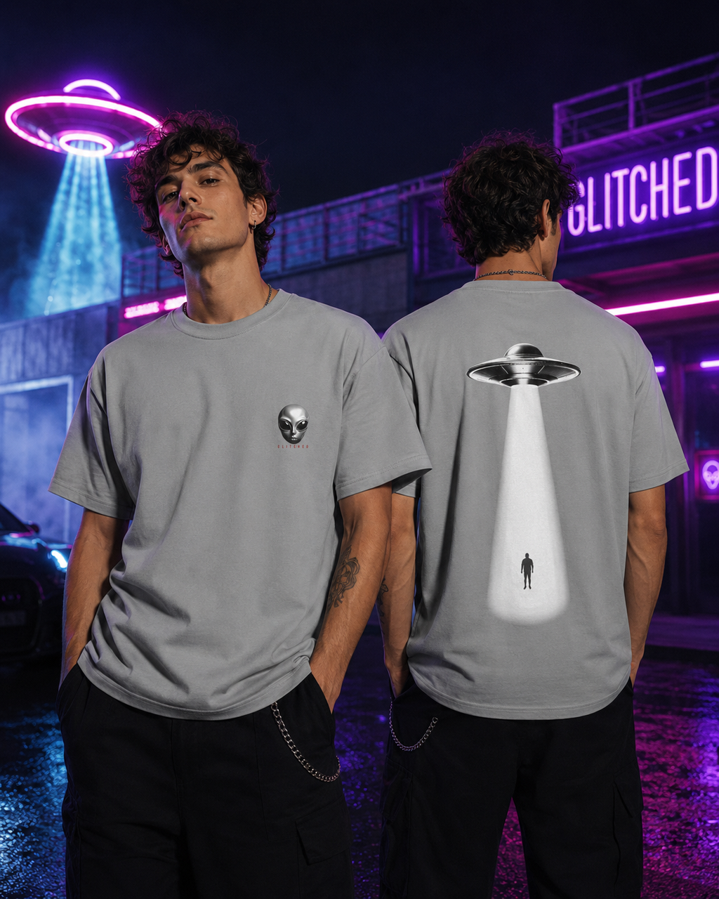 Alien Abduction T-Shirt – Crimson | GLITCHED