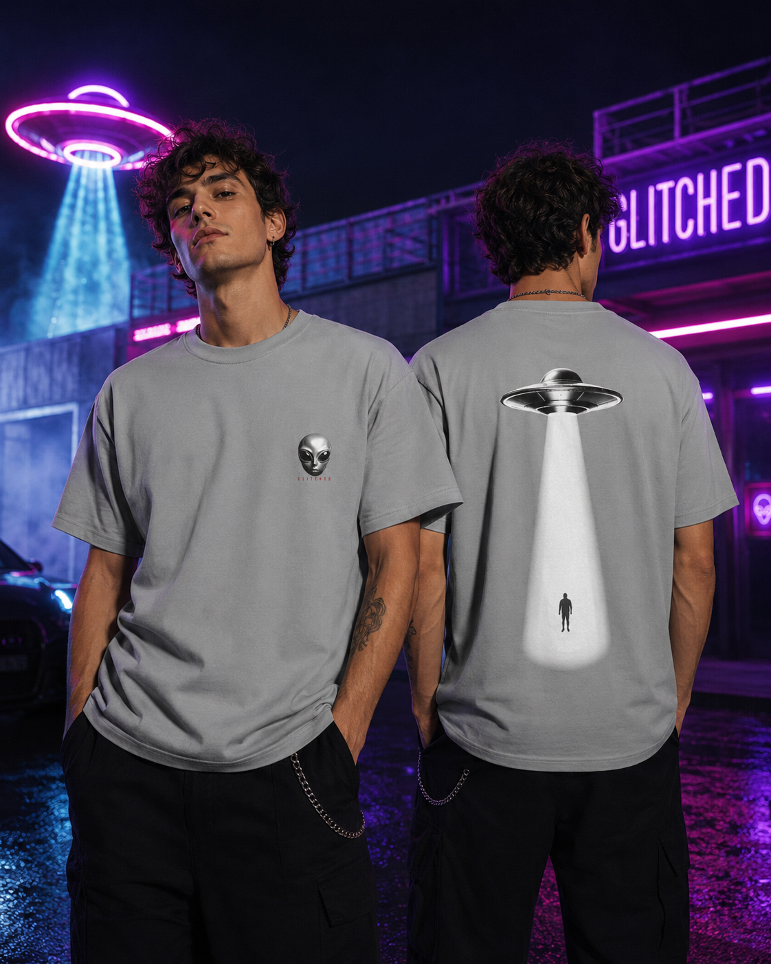 Alien Abduction T-Shirt – Crimson | GLITCHED