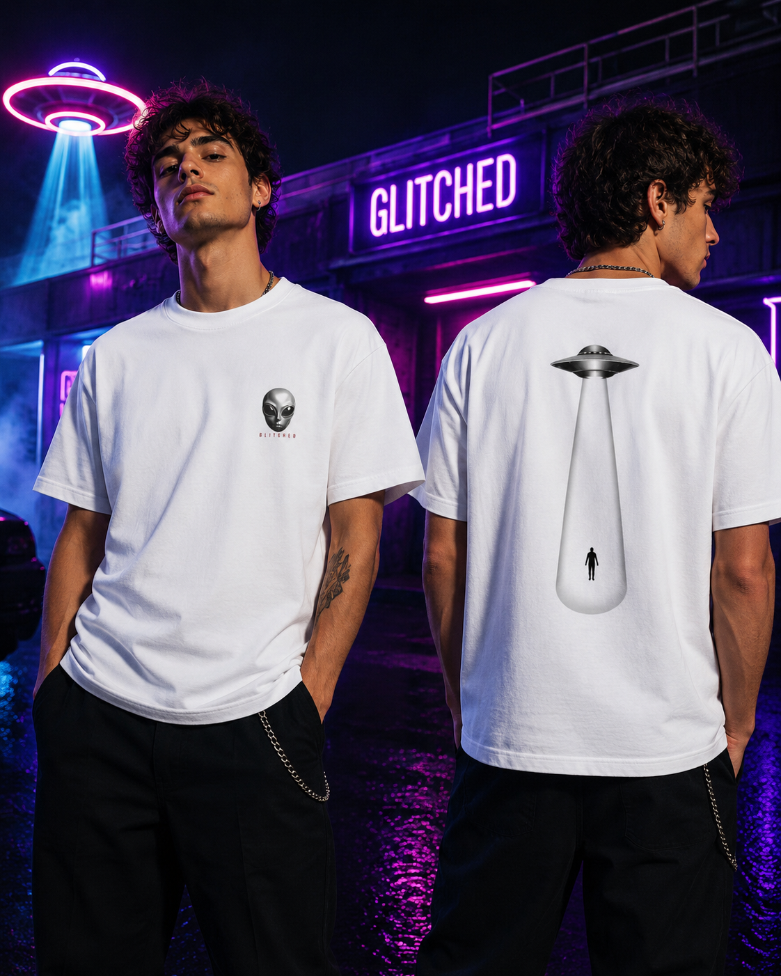 Alien Abduction T-Shirt – Crimson | GLITCHED