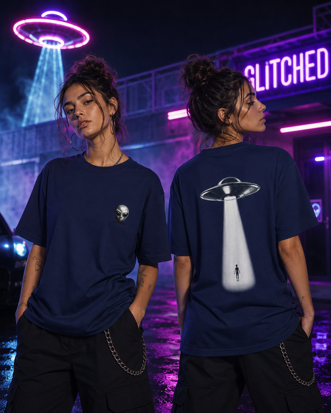 Alien Abduction T-Shirt – Crimson | GLITCHED