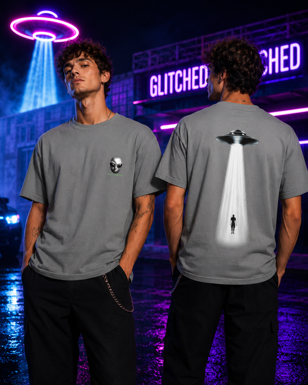 Alien Abduction T-Shirt – Neon | GLITCHED