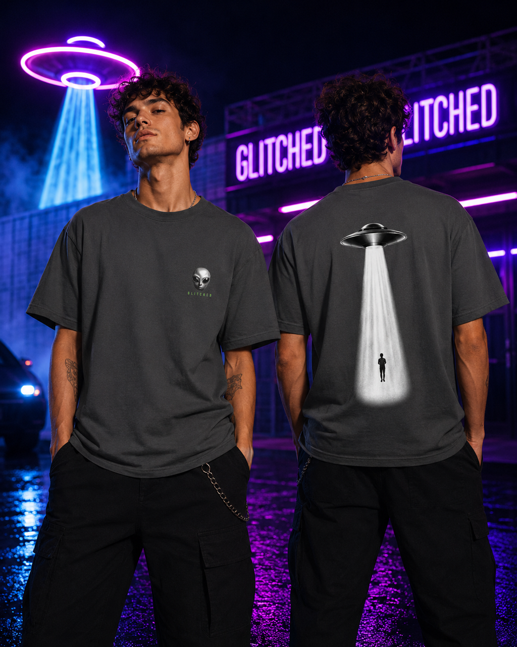 Alien Abduction T-Shirt – Neon | GLITCHED