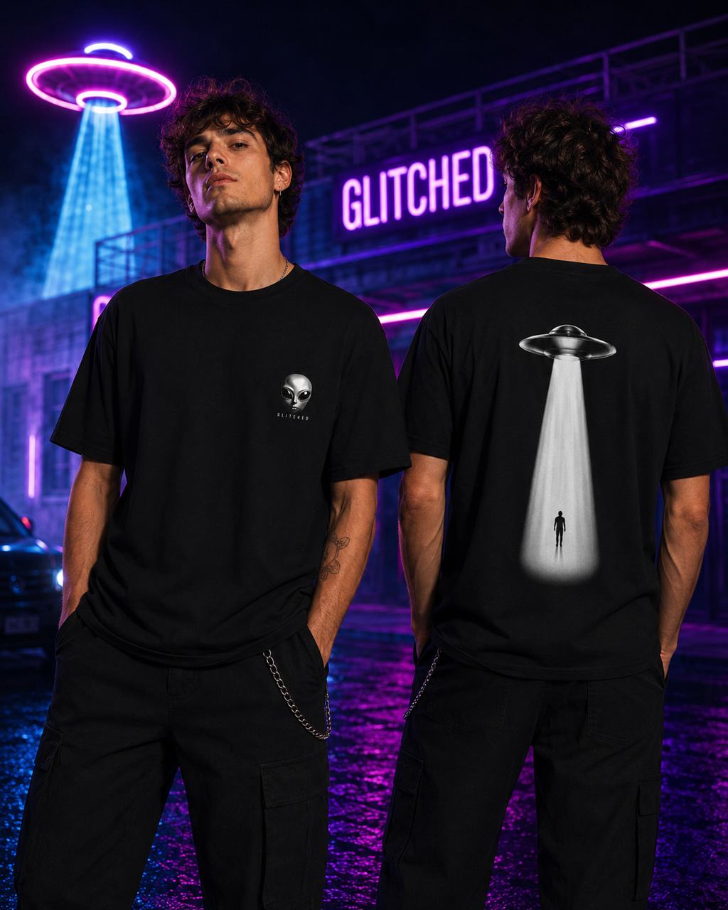Alien Abduction T-Shirt – Ghost | GLITCHED