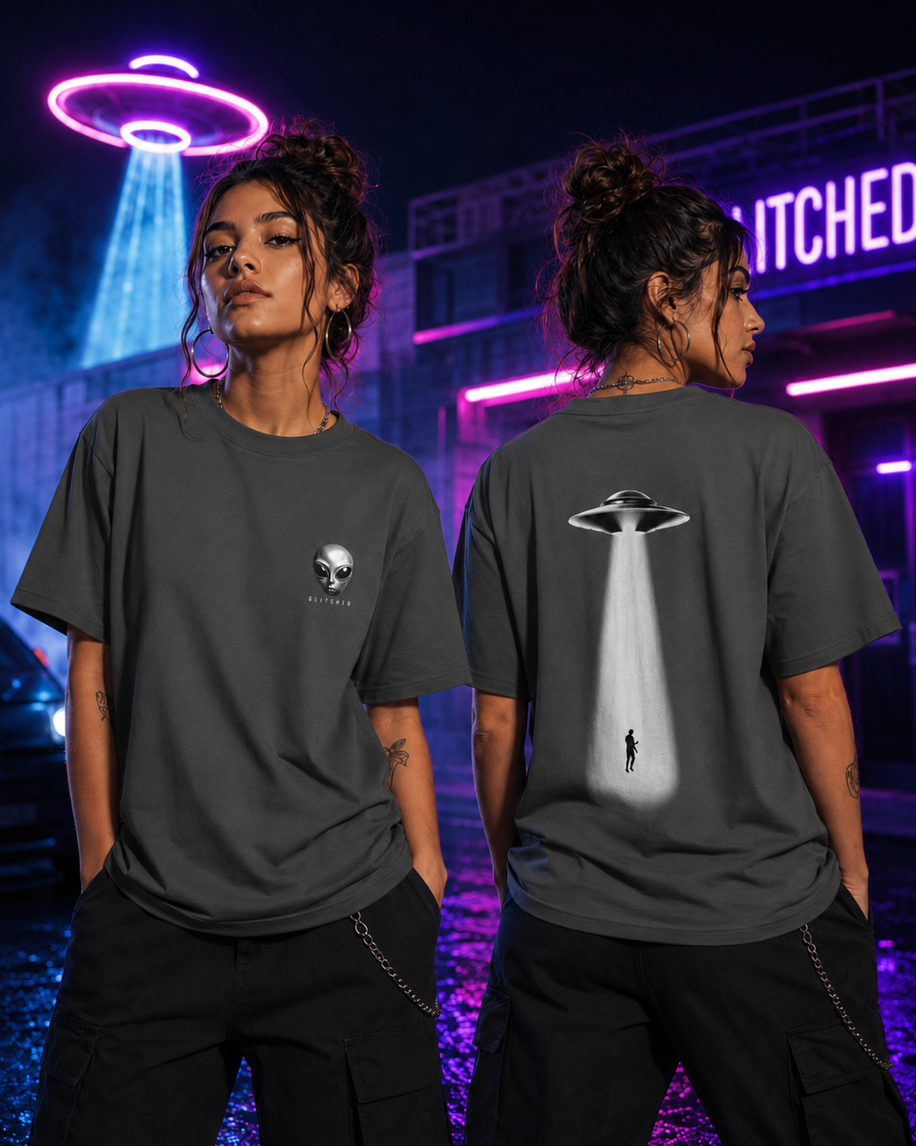 Alien Abduction T-Shirt – Ghost | GLITCHED