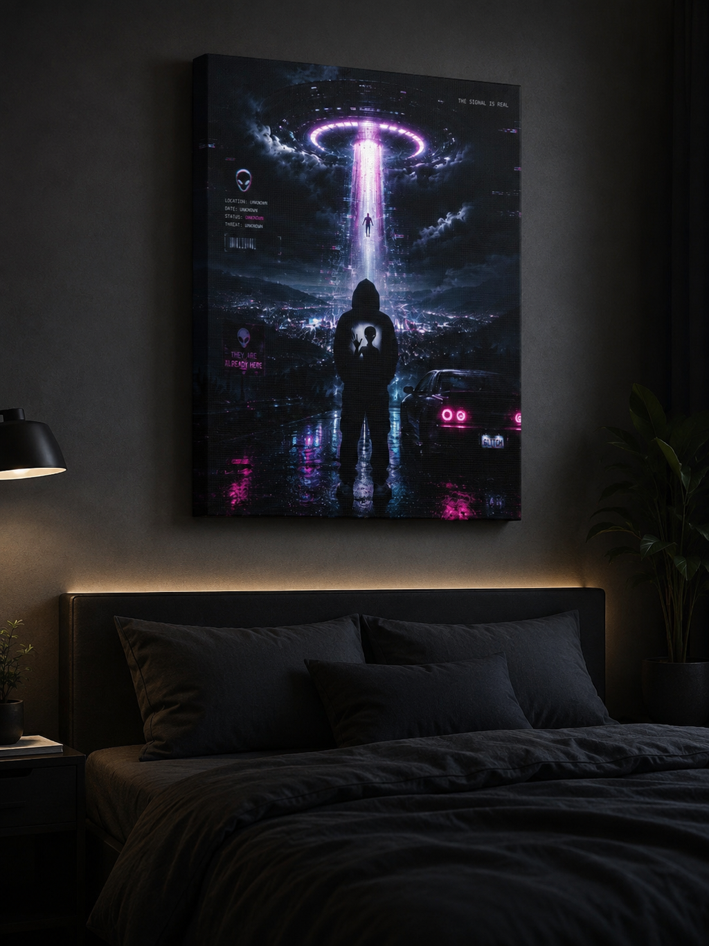 UFO Signal Canvas | GLITCHED Alien Abduction Wall Art