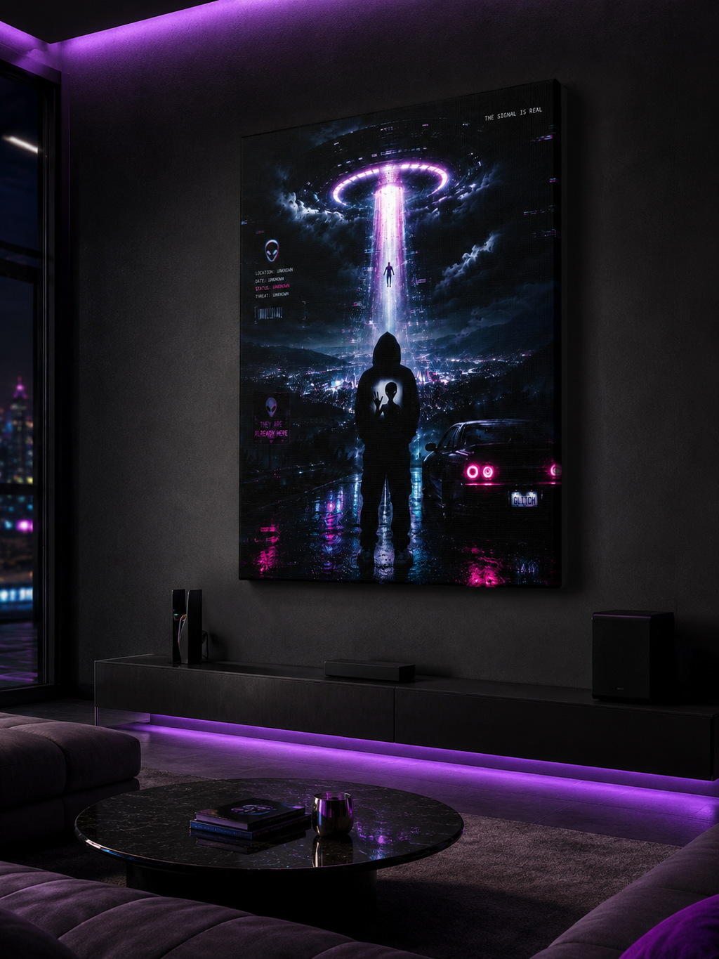 UFO Signal Canvas | GLITCHED Alien Abduction Wall Art