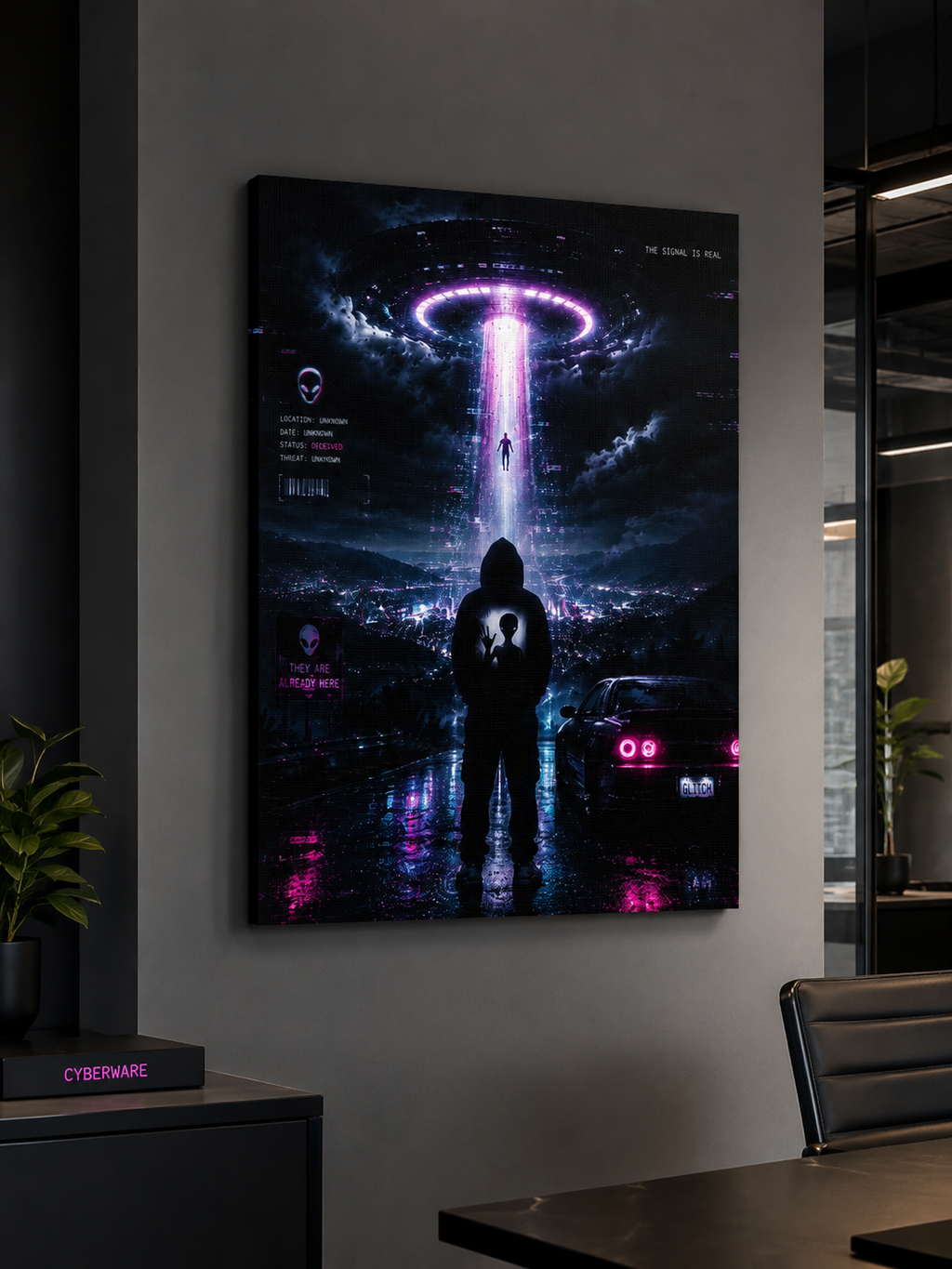 UFO Signal Canvas | GLITCHED Alien Abduction Wall Art