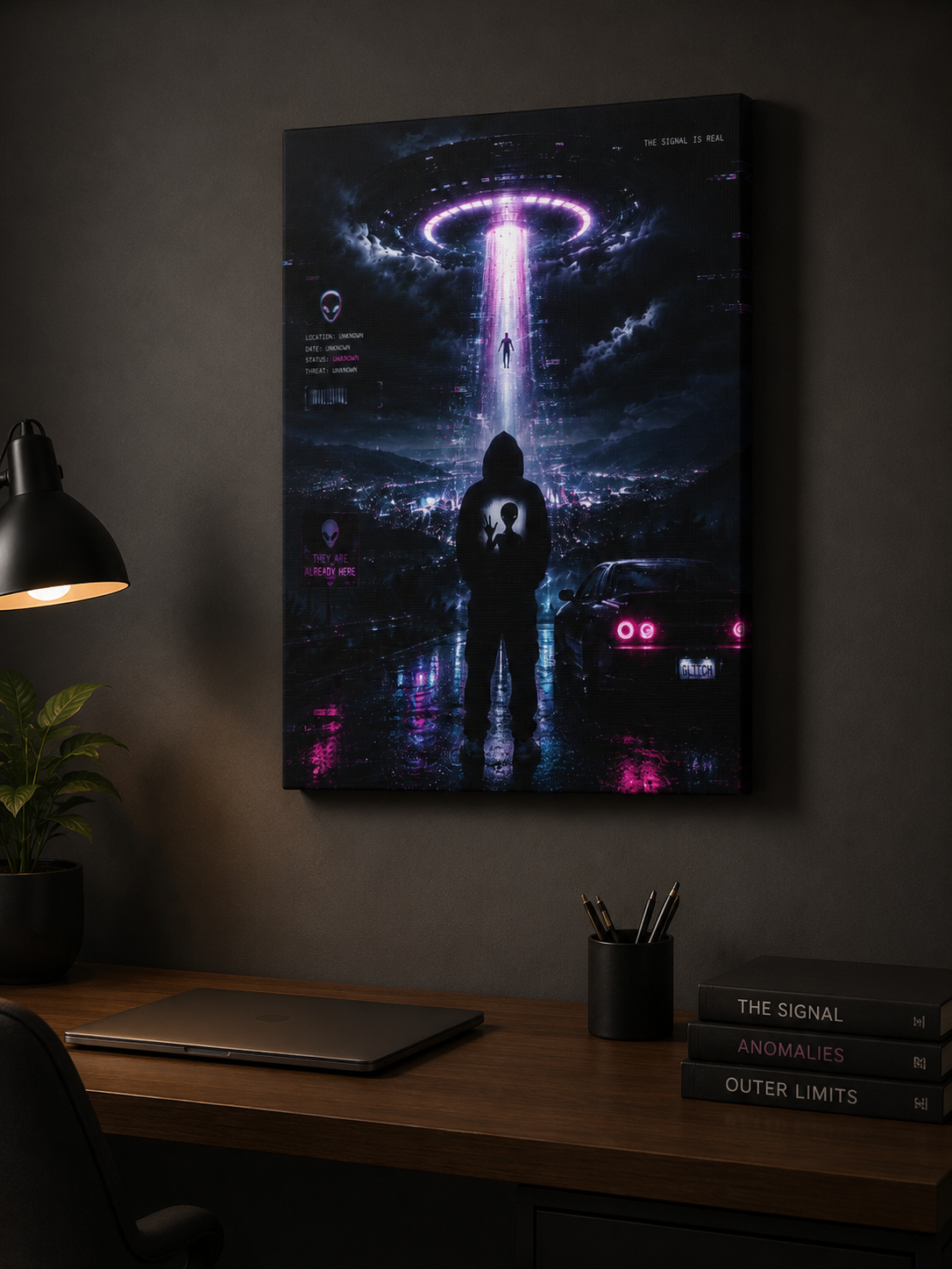UFO Signal Canvas | GLITCHED Alien Abduction Wall Art