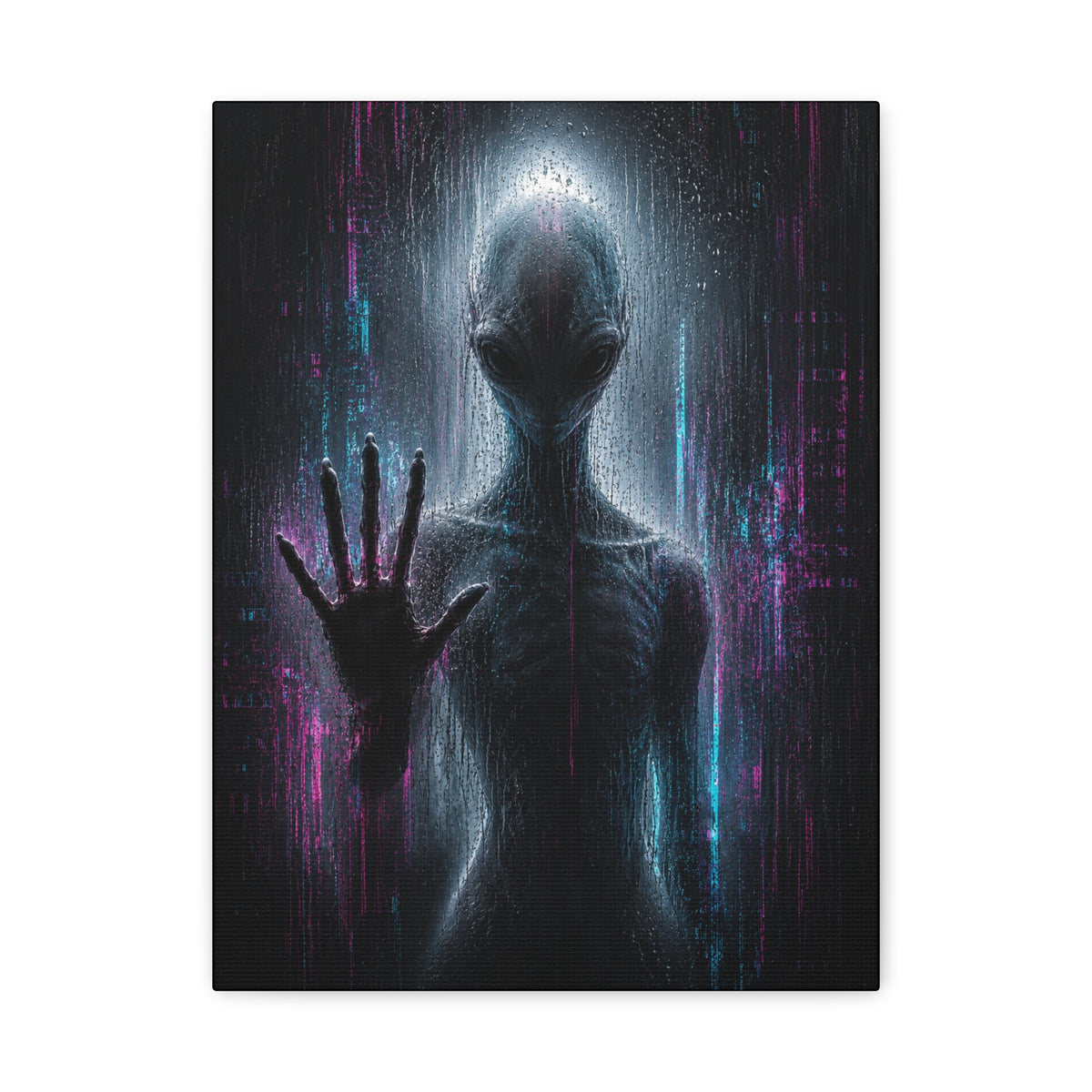 Alien Encounter Canvas | GLITCHED Dark First Contact Wall Art