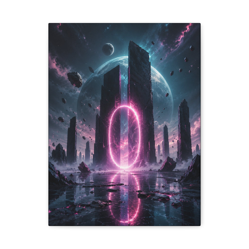 Neon Portal Canvas | GLITCHED Cyberpunk Sci-Fi Wall Art