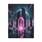 Neon Portal Canvas | GLITCHED Cyberpunk Sci-Fi Wall Art