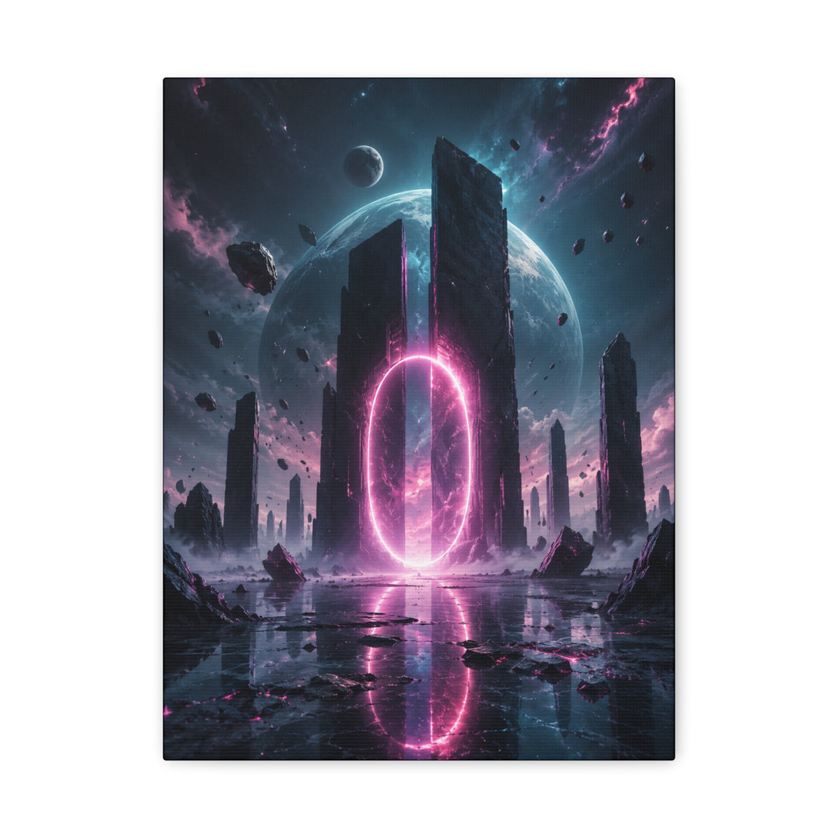 Neon Portal Canvas | GLITCHED Cyberpunk Sci-Fi Wall Art