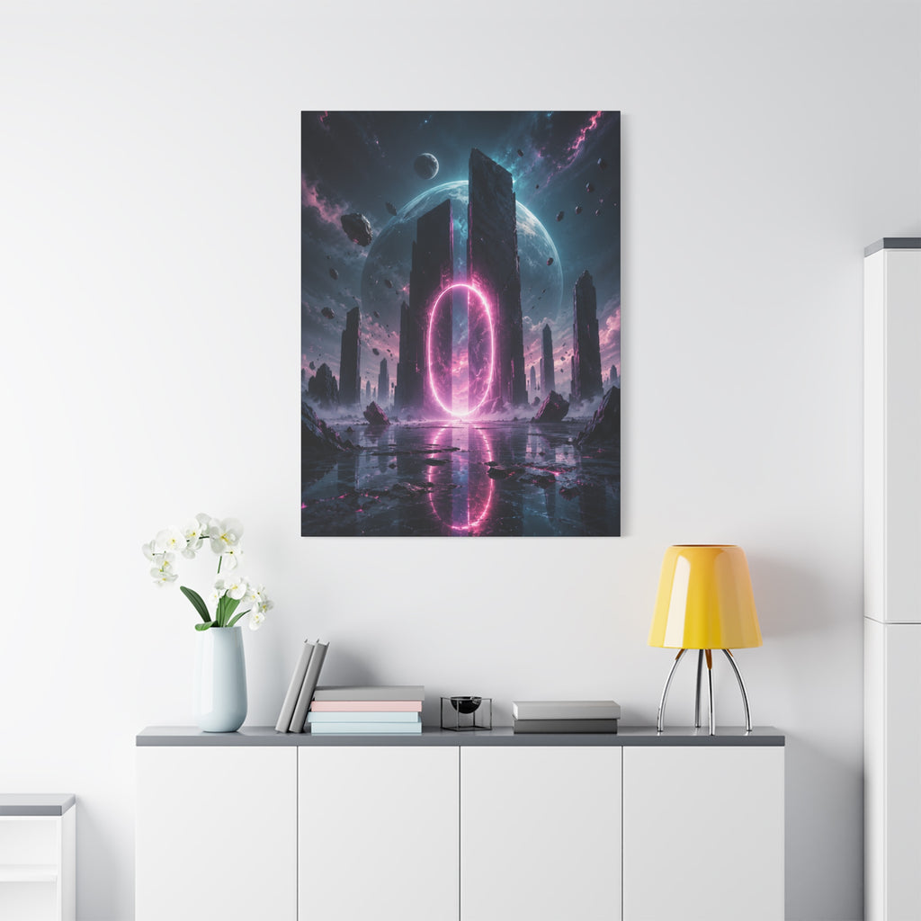 Neon Portal Canvas | GLITCHED Cyberpunk Sci-Fi Wall Art