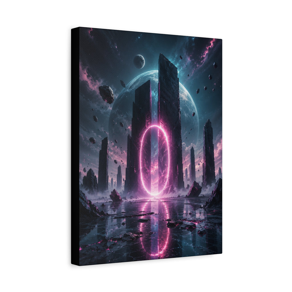 Neon Portal Canvas | GLITCHED Cyberpunk Sci-Fi Wall Art