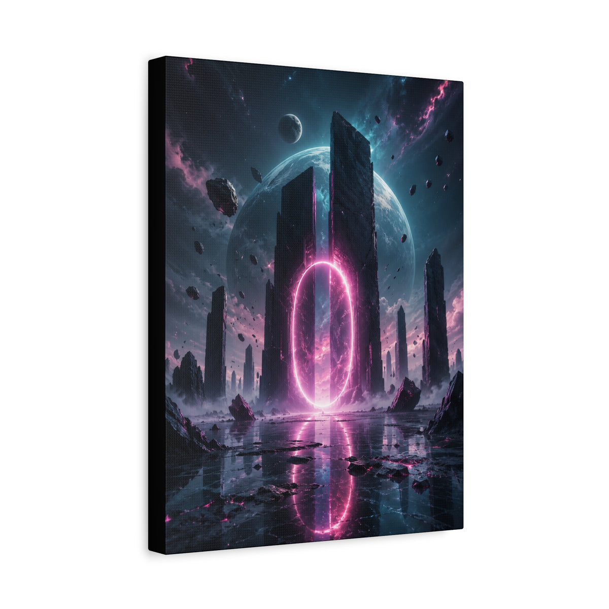 Neon Portal Canvas | GLITCHED Cyberpunk Sci-Fi Wall Art
