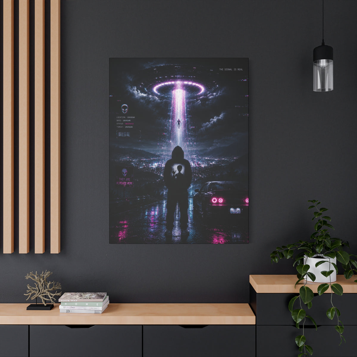 UFO Signal Canvas | GLITCHED Alien Abduction Wall Art