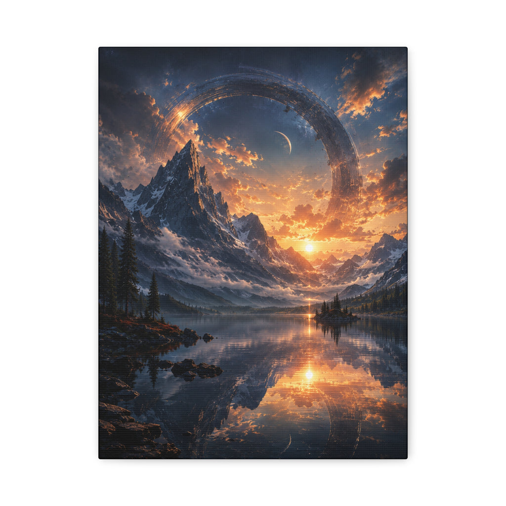 Cosmic Mountain Canvas | GLITCHED Celestial Fantasy Wall Art