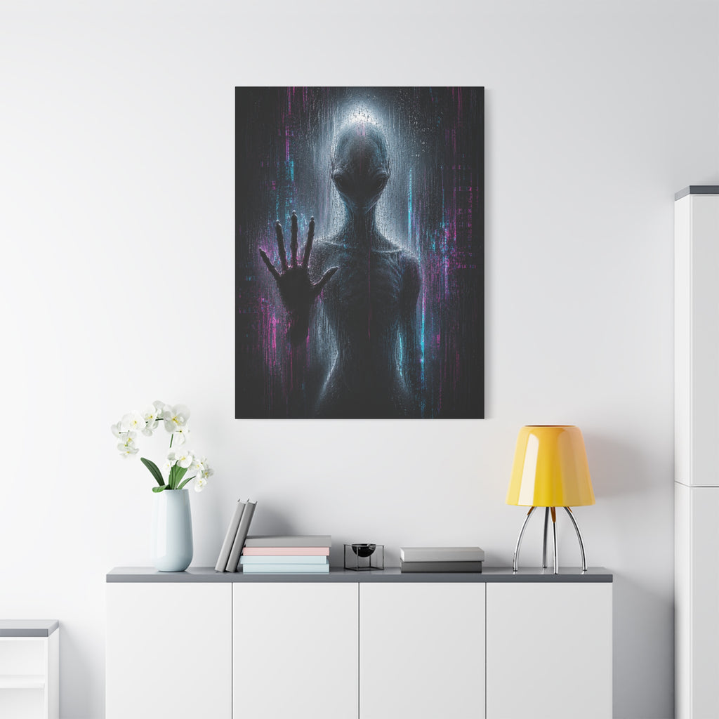 Alien Encounter Canvas | GLITCHED Dark First Contact Wall Art