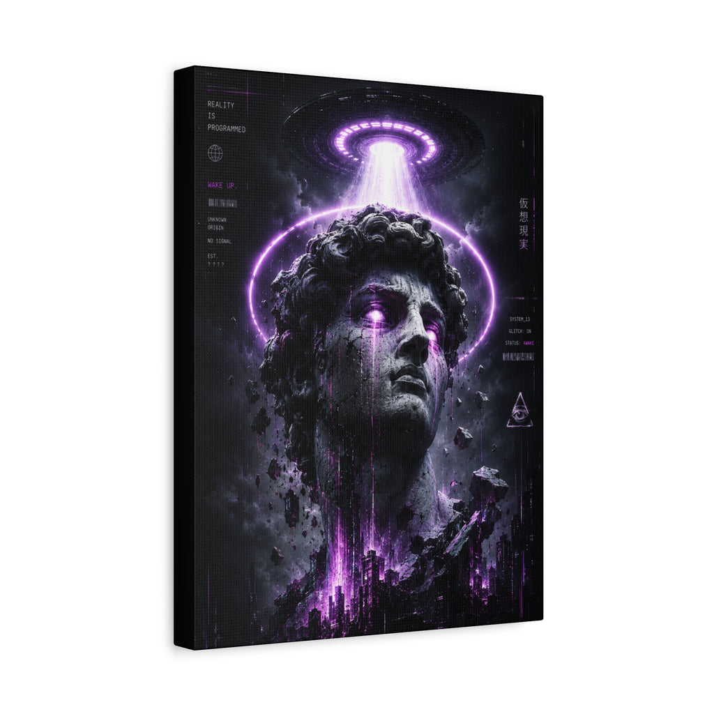 Glitched Statue Canvas | GLITCHED Cyberpunk Sci-Fi Wall Art